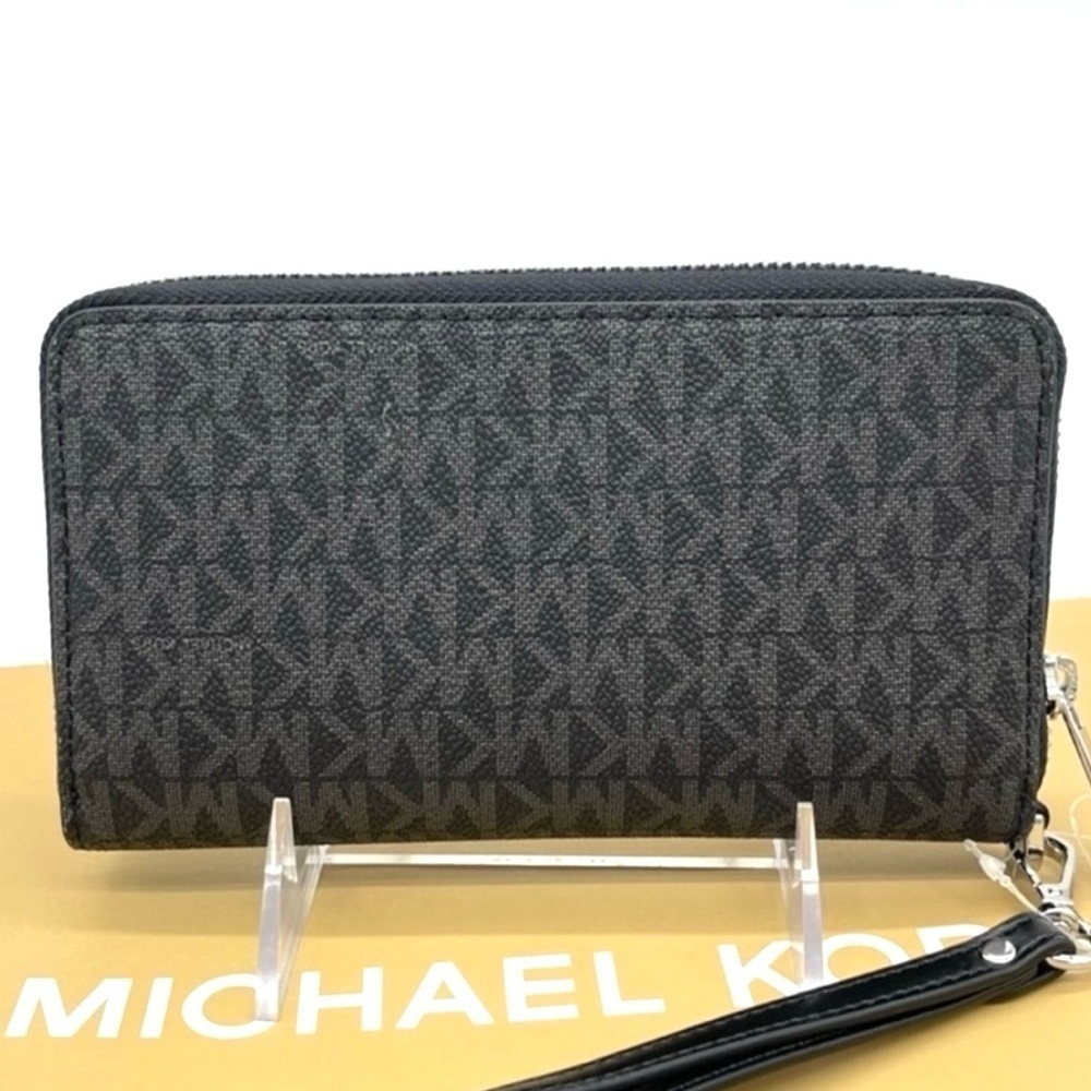 Michael Kors Large Flat Mf Phone Case Wallet Leather Black - Picture 3 of 9